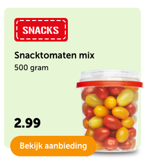 Snacktomaten mix | 500 gram | 2.99 | Bekijk aanbieding