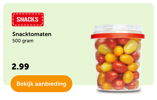 Snacktomaten mix | 500 gram | 2.99 | Bekijk aanbieding