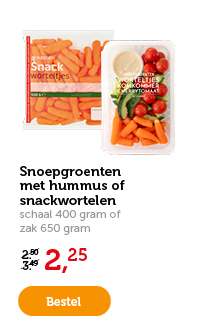 Snoepgroenten met hummus of snackwortelen