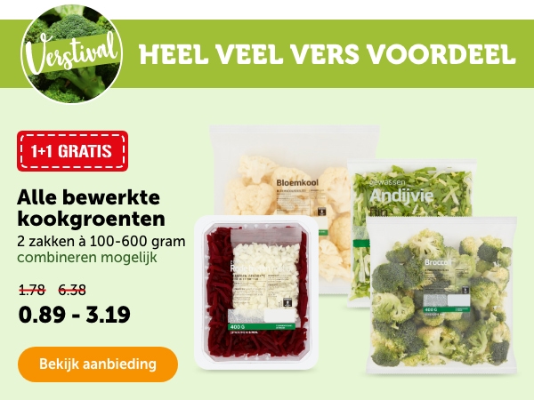 HEEL VEEL VERS VOORDEEL | Alle bewerkte kookgroenten | 1+1 GRATIS | Bekijk aanbieding