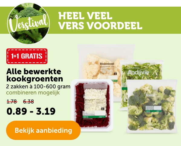 HEEL VEEL VERS VOORDEEL | Alle bewerkte kookgroenten | 1+1 GRATIS | Bekijk aanbieding