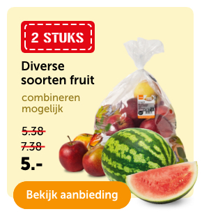 Diverse soorten fruit. 2 stuks. Combineren mogelijk. Van 5.38/7.38 voor 5.-