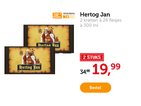 Hertog Jan. 2 kratten à 24 flessjes á 300 ml. 2 STUKS 19.99