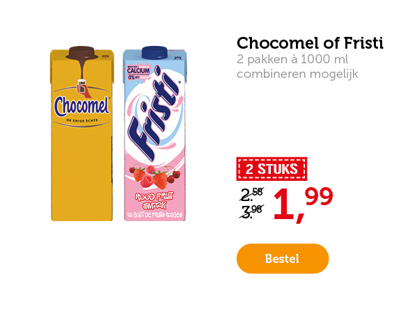 Chocomel of Fristi. 2 stuks 1.99