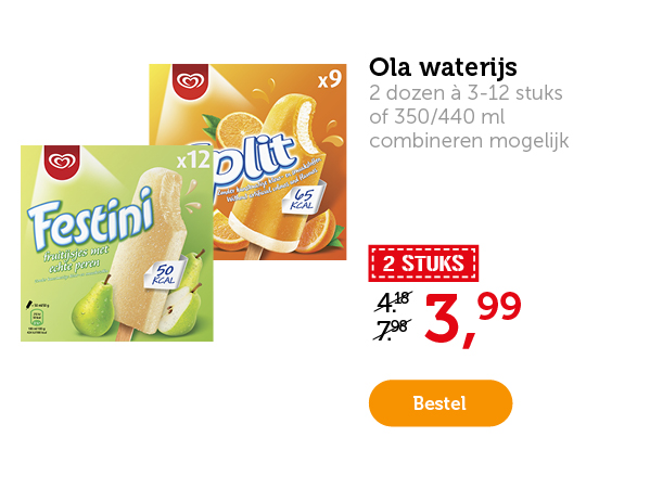 Ola waterijs. 2 stuks 3.99