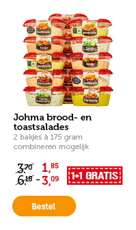 Johma brood- en toastsalades. 1+1 GRATIS.