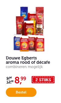 Douwe Egberts aroma rood of décafé. 2 stuks. Combineren mogelijk. Van 9.58/12.78 voor 8.99