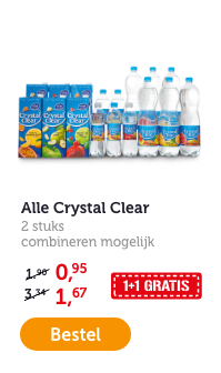 Alle Crystal Clear. 2 stuks. Combineren mogelijk. 1+1 GRATIS.