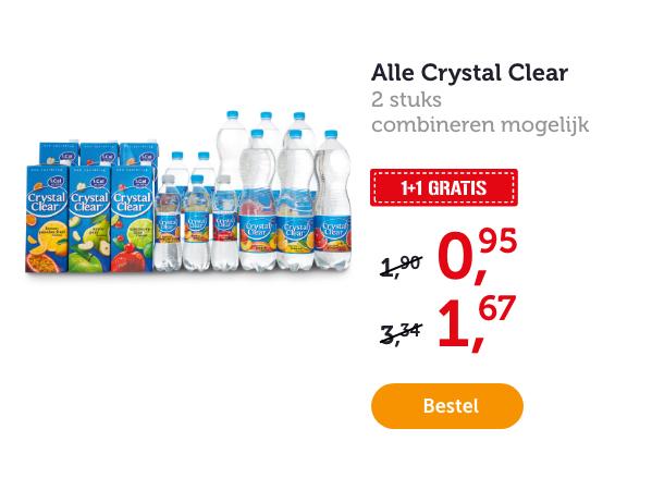 Alle Crystal Clear. 2 stuks. Combineren mogelijk. 1+1 GRATIS.