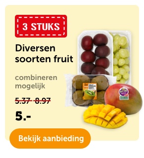 Diverse soorten fruit. 3 stuks. Combineren mogelijk. Van 5.37/8.97 voor 5.-