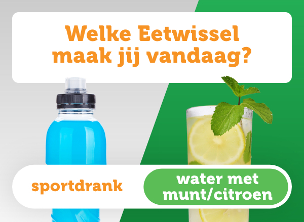 Welke Eetwissel maak jij vandaag? Sportdrank voor water met munt/citroen