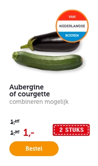 Aubergine of courgette. 2 stuks. combineren mogelijk. Van 1,10/1,30 voor 1,-