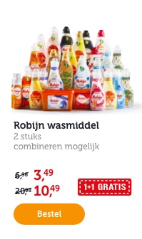 Robijn wasmiddel. 2 stuks. Combineren mogelijk. 1+1 GRATIS