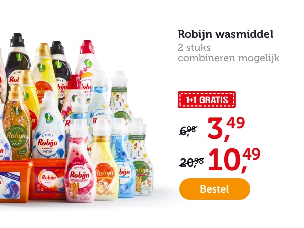 Robijn wasmiddel. 2 stuks. Combineren mogelijk. 1+1 GRATIS