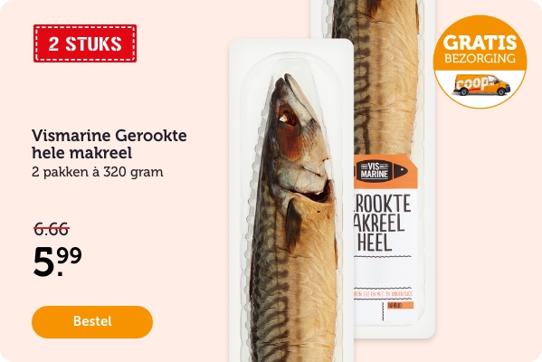 Vismarine Gerookte hele makreel. 2 pakken à 320 gram. Van 6.66 voor 5.99