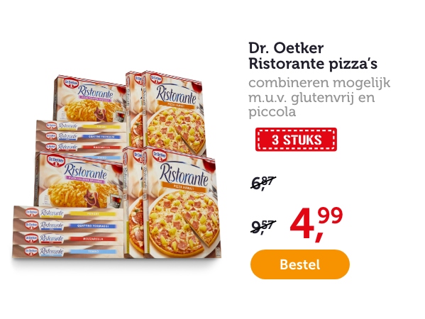 Dr. Oetker Ristorante pizza's. Combineren mogelijk m.u.v. glutenvrij en piccola. 3 STUKS