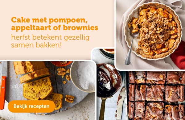 Cake met pompoen, appeltaart of brownies