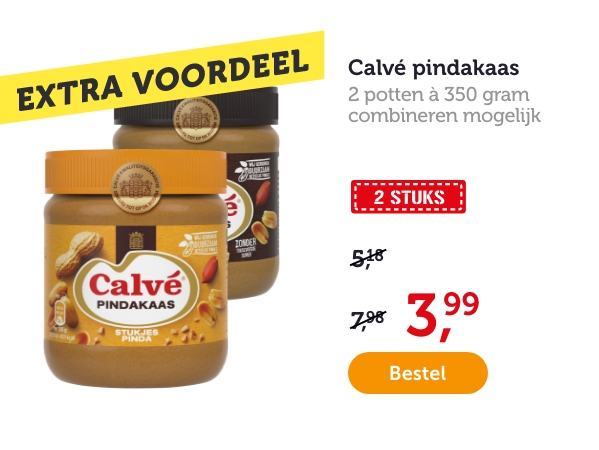 Calvé pindakaas. 2 potten à 350 gram.