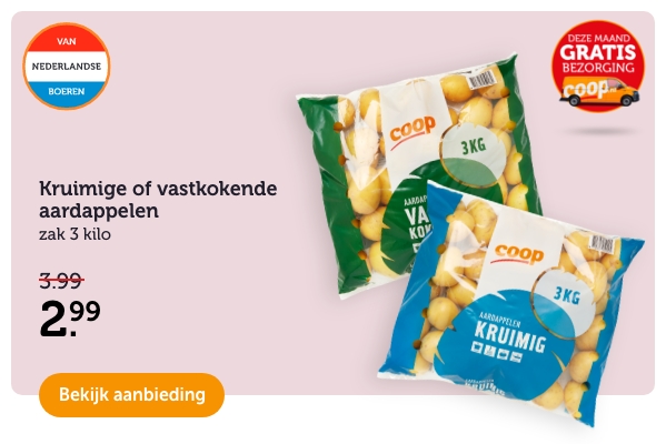 Kruimige of vastkokende aardappelen | aAk 3 kilo | Van 3.99 voor 2.99