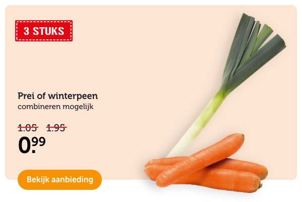 3 STUKS | Prei of winterpeen | Combineren mogelijk | Van 1.05-1.95 voor 0.99