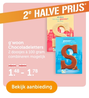 2E HALVE PRIJS | g'woon Chocoladeletters | 2 doosjes á 100 gram combineren mogelijk