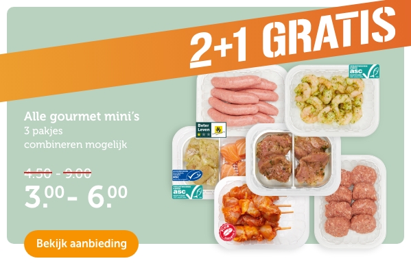 2+1 GRATIS | Alle gourmet mini's | 3 pakjes combineren mogelijk