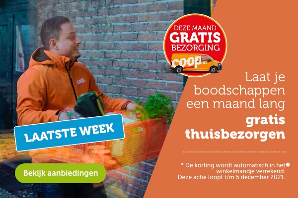 Coopjesjagen | Laatste week | Laat je boodschappen een maand lang gratis thuisbezorgen