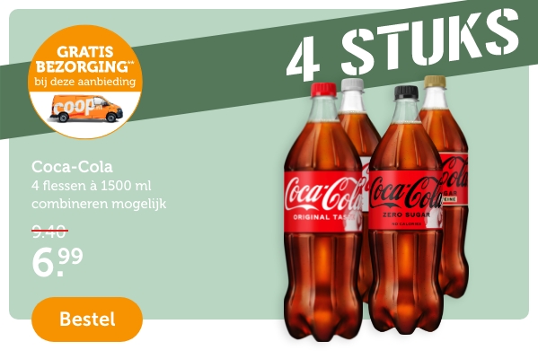 4 STUKS | Coca-Cola 4 flessen á 1500ml combineren mogelijk | 6.99 | Bestel