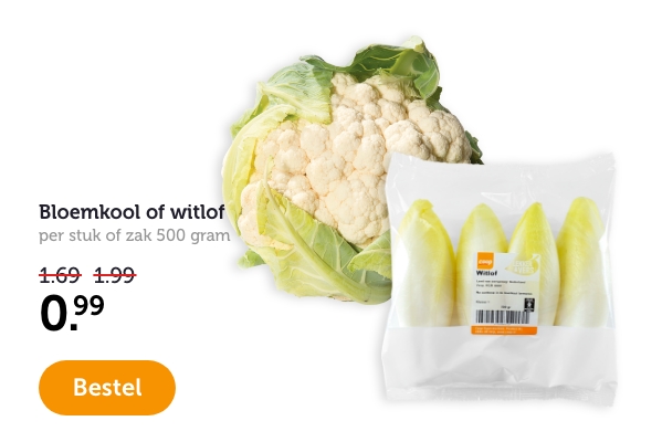 Bloemkool of witlof | per stuk of zak 500 gram | 0.99 | Bestel