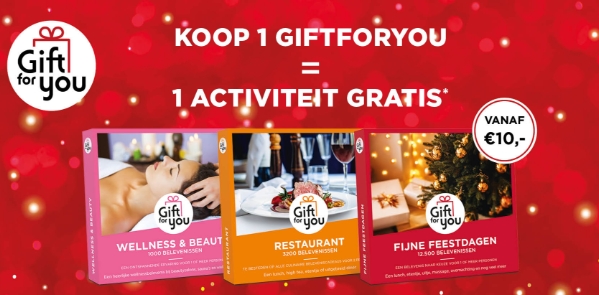 KOOP 1 GIFTFORYOU = 1 ACTIVITEIT GRATIS