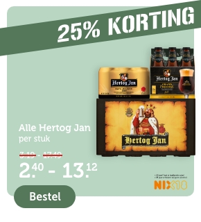 25% KORTING | Alle Hertog Jan per stuk | 2.40 - 13.12 | Bestel