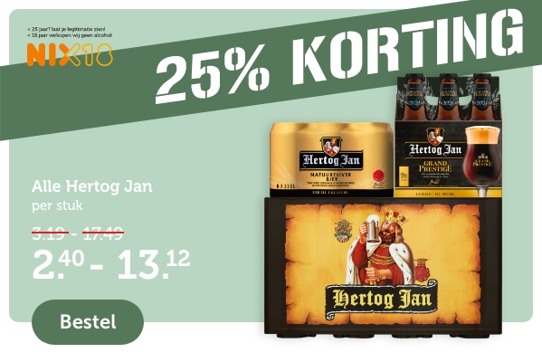 25% KORTING | Alle Hertog Jan per stuk | 2.40 - 13.12 | Bestel