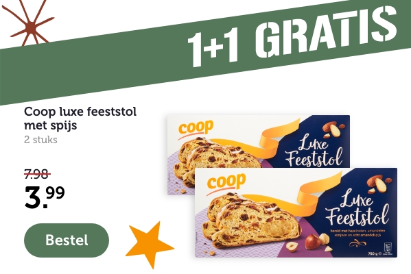 Coop luxe feeststol met spijs | 2 stuks | 3.99 | Bestel