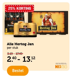 25% KORTING | Alle Hertog Jan | per stuk | 2.40 - 13.12 | Bestel