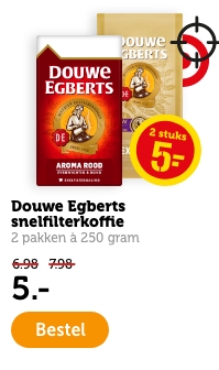 Douwe Egberst snelfilterkoffie | 2 pakken à 250 gram | 5.- | Bestel