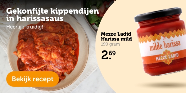 Gekonfijte kippendijen in harissasaus | Bekijk recept