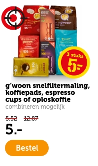 g'woon snelfiltermaling, koffiepads, espresso cups of oploskoffie | combineren mogelijk | 5.- | Bestel