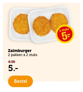 Zalmburger | 2 pakken à 2 stuks | 5.- | Bestel