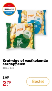 Kruimige of vastkokende aardappelen | zak 3 kilo | 2.79 | Bestel