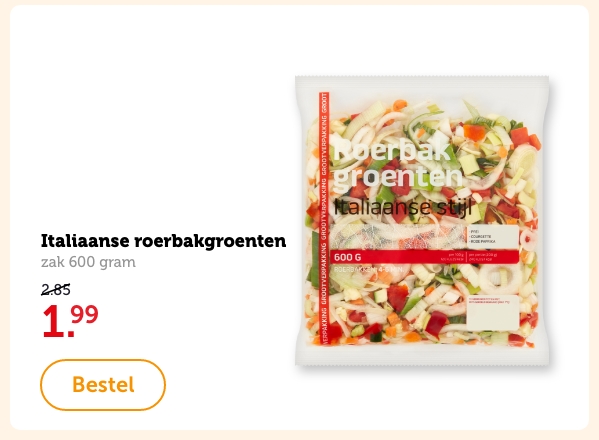 Italiaanse roerbakgroenten | zak 600 gram | 1.99 | Bestel