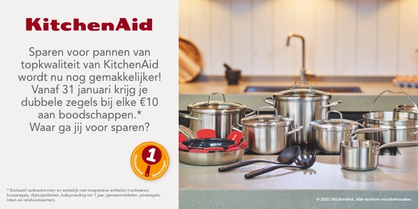 Sparen voor KitchenAid pannen met dubbele zegels