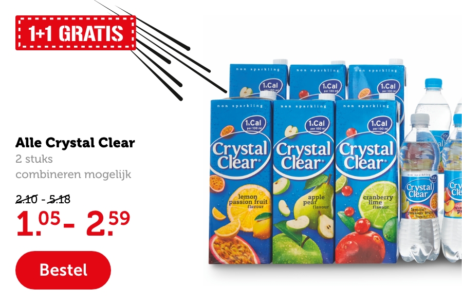 Alle Crystal Clear | 2 stuks | combineren mogelijk | 1.05 - 2.59 | Bestel