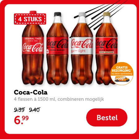 Coca-Cola | 4 flessen à 1500 ml, combineren mogelijk | 6.99 | Bestel