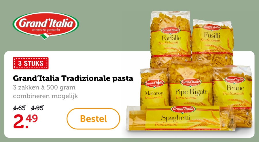 Grand'Italia Tradizionale pasta | 3 zakken à 500 gram | combineren mogelijk | 2.49 | Bestel