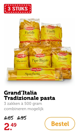 Grand'Italia Tradizionale pasta | 3 zakken à 500 gram | combineren mogelijk | 2.49 | Bestel