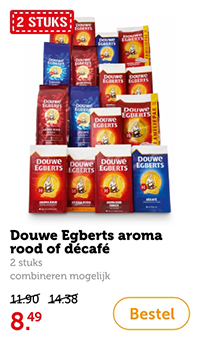 Douwe Egberts aroma rood of décafé, 2 stuks, combineren mogelijk. Van 11.90/14.38 voor 8.49