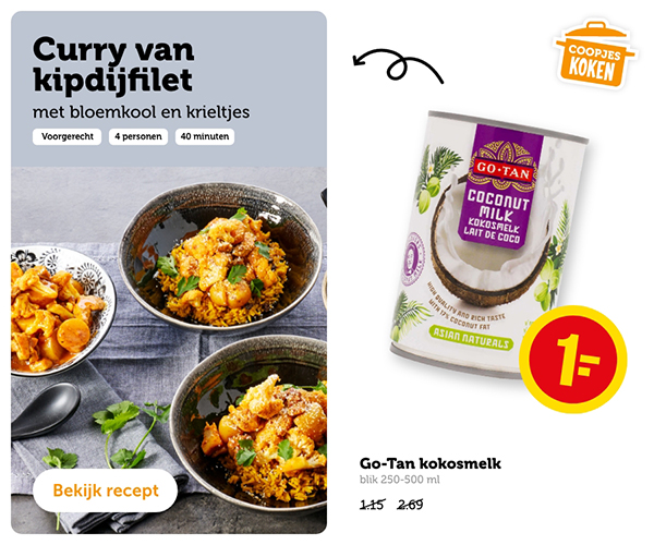 Curry van kipdijfilet met bloemkool en krieltjes. Bekijk recept.