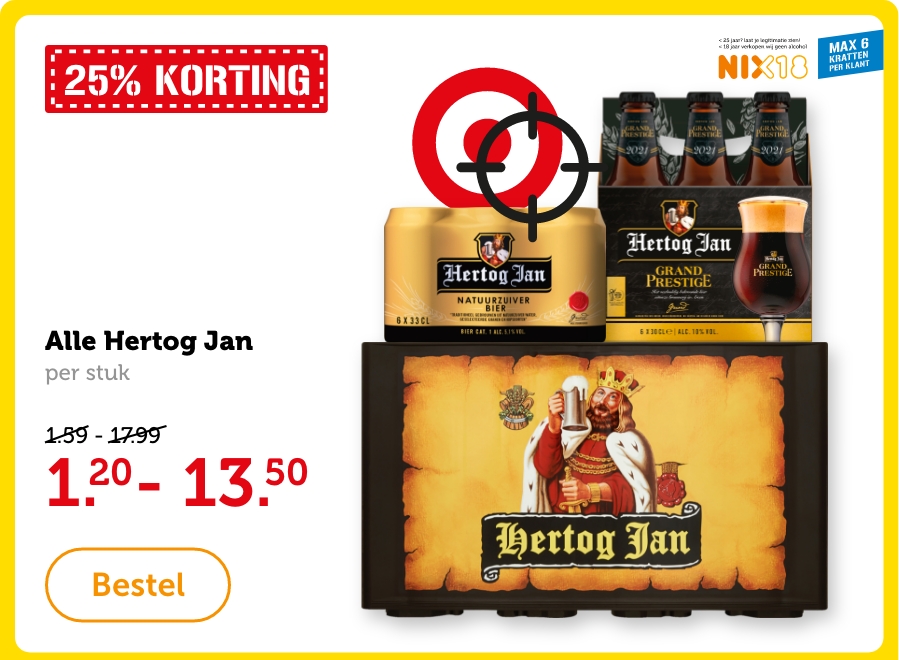 Alle Hertog Jan, per stuk. 25% KORTING