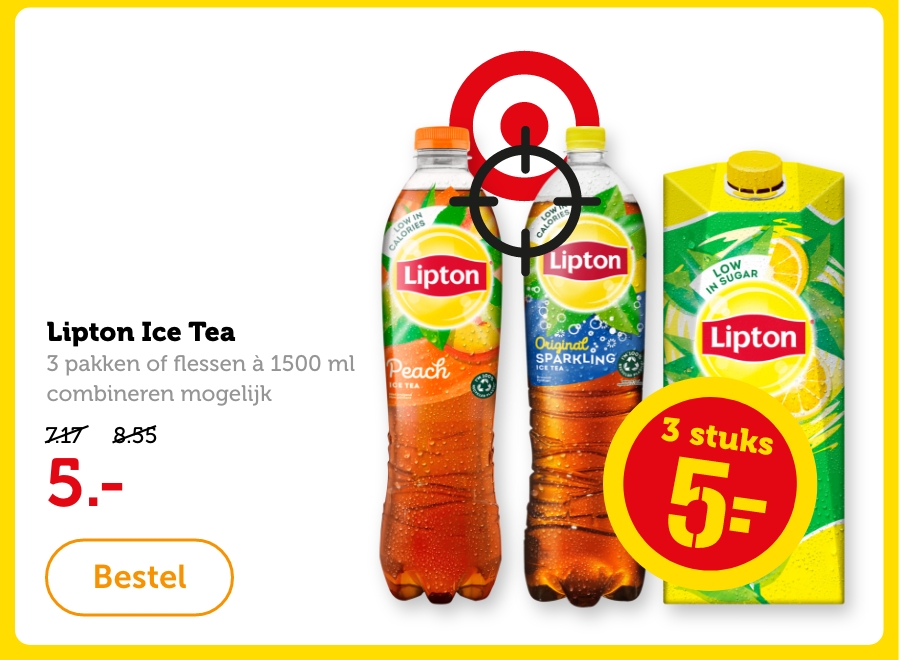 Lipton Ice Tea, 3 pakken of flessen à 1500 ml, combineren mogelijk. Van 7.17/8.55 voor 5.-