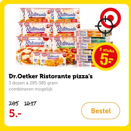 Dr. Oetker Ristorante pizza's, 3 dozen à 295-385 gram, combineren mogelijk. Van 7.05/10.17 voor 5.-